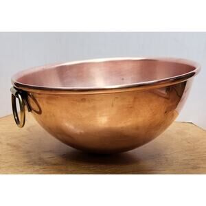 Vintage Unbranded Copper Mixing Bowl 8.5" & 10.5" Culinary Baking Cooking